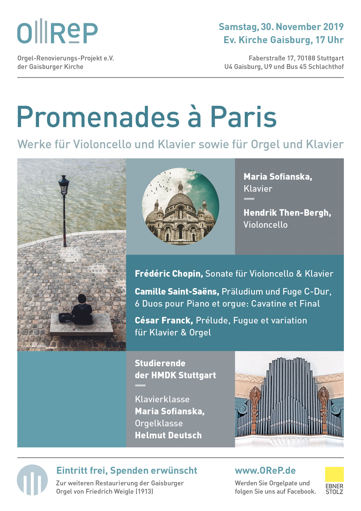 Plakat des OReP Konzertes Promenades a Paris im November 2019, Stuttgart-Gaisburg